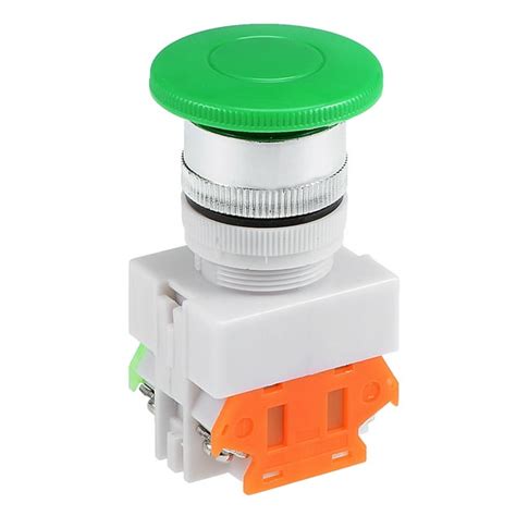 22mm Mushroom Momentary Push Button Switch Green Round Button Dpst 1 No