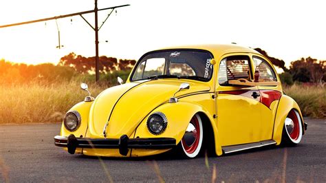 Yellow Tuned Volkswagen Beetle Sunny Day Hd Wallpaper Zoomwalls