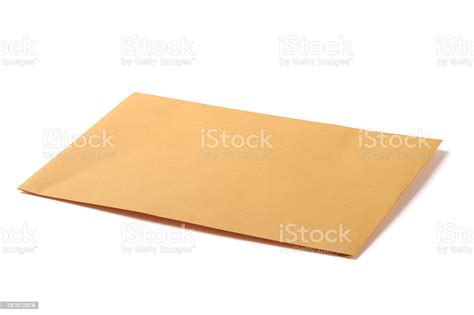 Manila Postage Mail Envelope Isolated On White Background Stock Photo