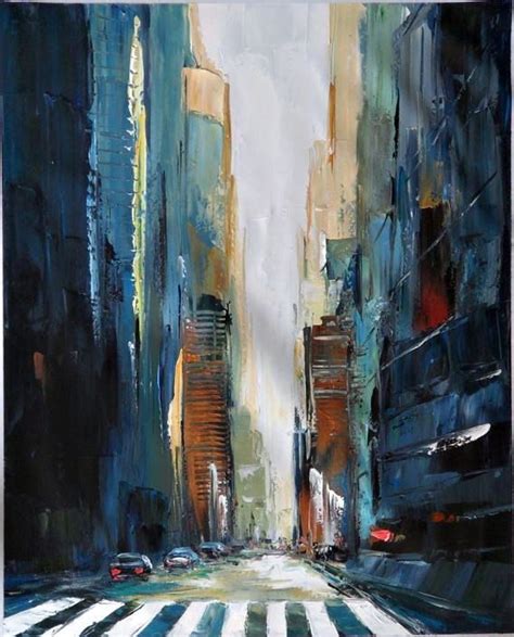Abstract New York City Impasto Oil Painting Size 28x34 Inches