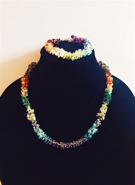 Multi Color Gemstone Necklace And Bracelet Set Handmade Etsy