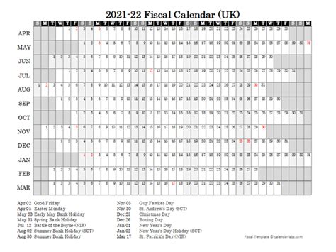 2021 Fiscal Year Calendar Free Printable Templates