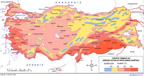 Türkiye Temmuz Ayı Sıcaklık Haritası