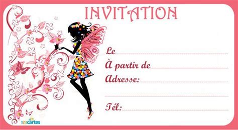 Carton invitation anniversaire a imprimer astuces. Silhouette fée • Invitations fleurs gratuites • 123 C… | Carte invitation anniversaire gratuite ...