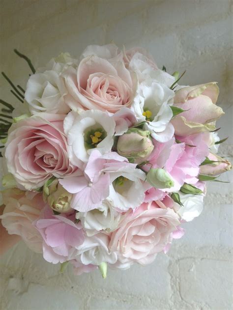 Bridal Bouquet Of Pale Pink Roses Hydrangea And White Eustoma