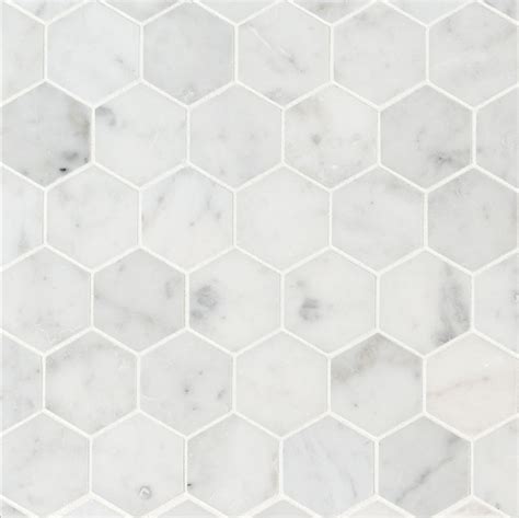 Carrara White Marble Honed Hexagon Mosaic Tile 2 X 2 In