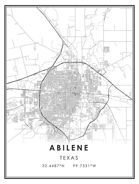 Abilene Map Print Poster Canvas Abilene Texas Us City Map Etsy