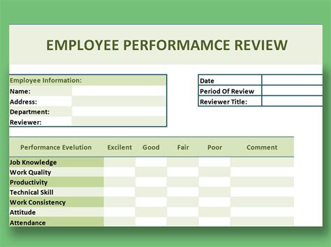 Free Employee Performance Review Templates Word Pdf Excel Uptick