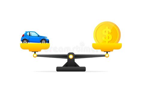 Car And Money On Scales Scales With Car And Dollar Coin Buying Car