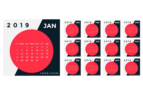 Creative 2019 Calendar Template Design Download Free Vector Art