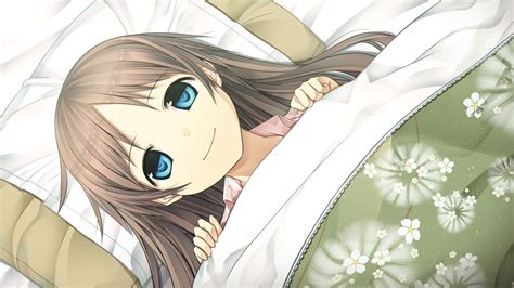 Anime Girl Sleeping On Bed With Green Blanket Hd Wallpaper Wallpaper Flare