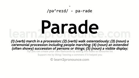 Pronunciation Of Parade Definition Of Parade Youtube