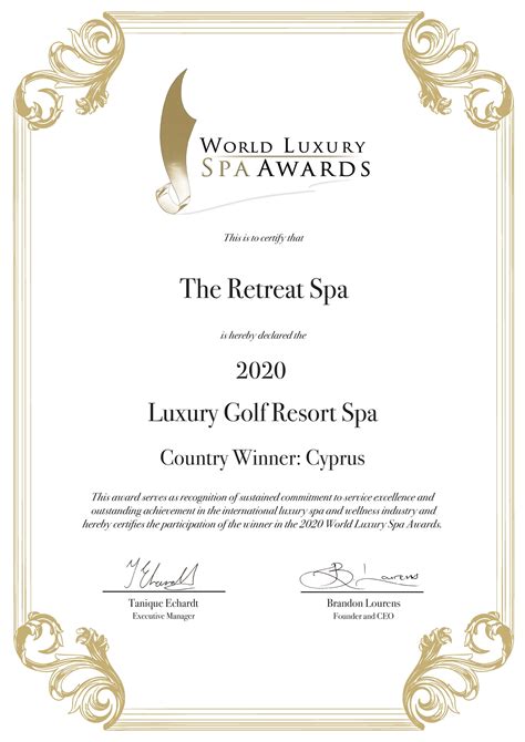 Winner At World Luxury Spa Awards Aphrodite Hills Resort