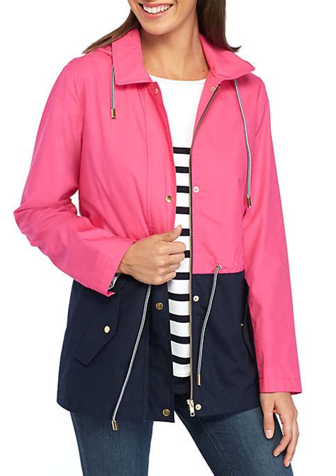 Crown And Ivy Petite Colorblock Rain Jacket Belk