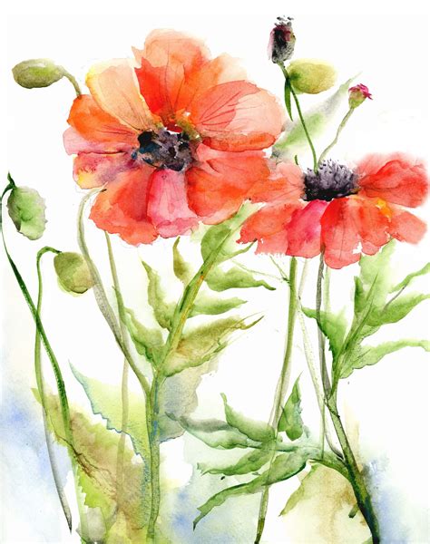 Poppy Original Floral Flower Aceo Painting Miniature Iceland Poppy