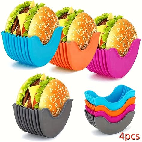 4pcs retractable hamburger holders hamburger fixed box sandwich burger clip rack washable