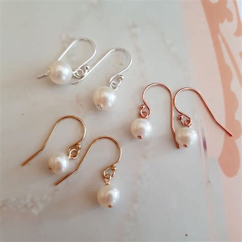 14K Gold Fill Small Pearl Drop Earrings Simple Tiny 5mm AA Freshwater