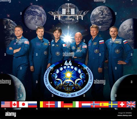 Official Expedition 44 Crew Portrait Soyuz 42 Gennady Padalka Mikhail Kornienko Scott Kelly