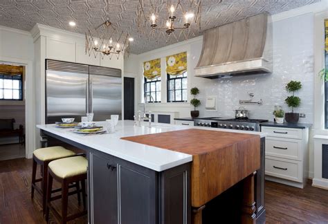 Kitchen Island With Two Different Countertop Materials Things In The Kitchen