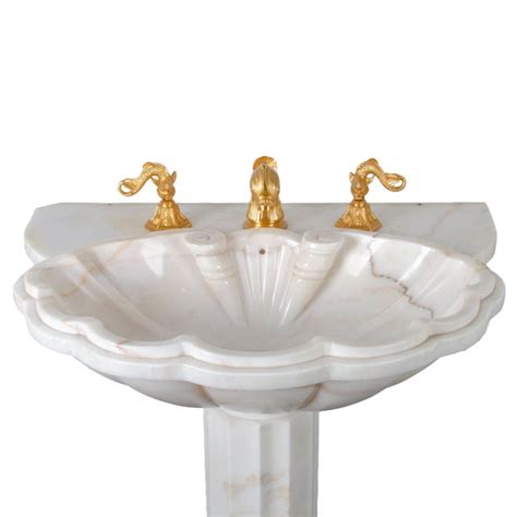 Sherle Wagner Marble Shell Pedestal Sink Chairish