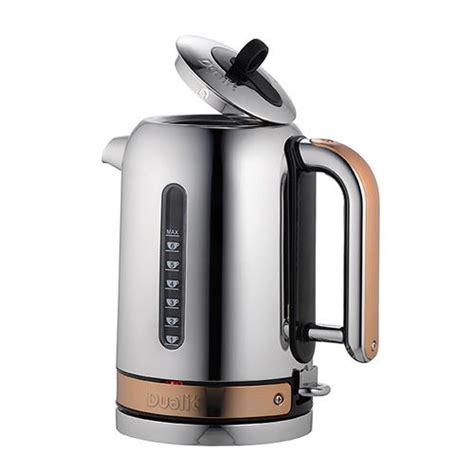 Dualit Classic Kettle Polished Stainless Steel And Copper Trim Harts