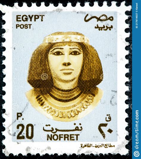 stamp printed in egypt shows noblewoman and princess nofret editorial photography image of