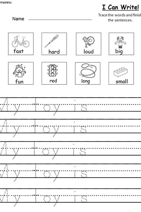 An I Can Write Worksheet With Pictures And Words To Help Students Learn