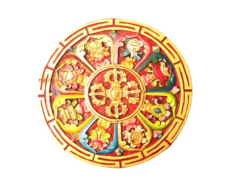 Eight Auspicious Buddhist Symbols Hand Carved In Wood Etsy