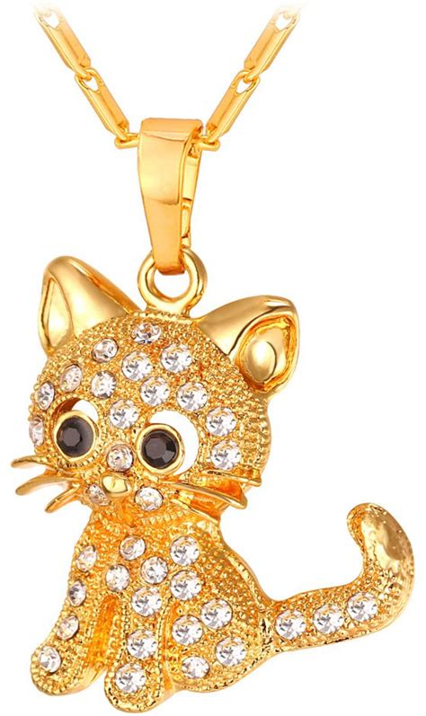 U7 Cat Jewelry Women Girls Link Fashion 18k Gold Plated Rhinestone