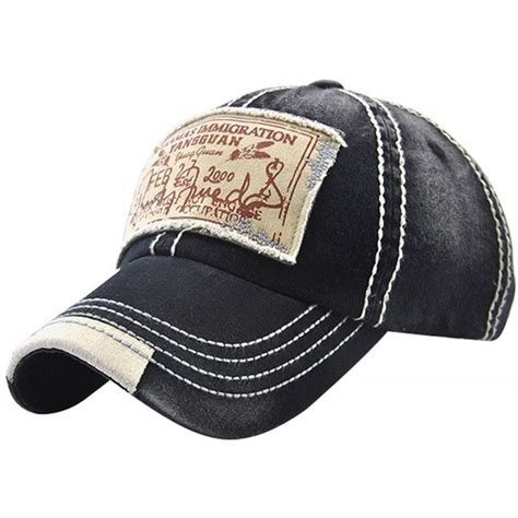 Mens Vintage Distressed Denim Cotton Baseball Cap Trucker Hat Black