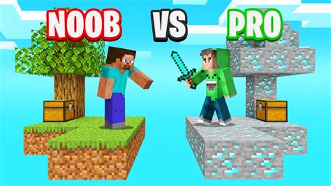 Noob Vs Pro Skyblock Islands In Minecraft Youtube