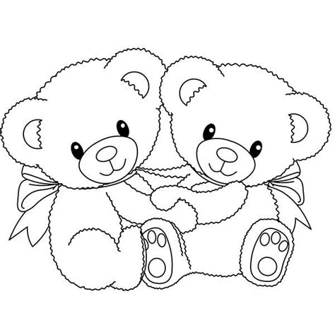 Two Little Teddy Bear Coloring Page Color Luna