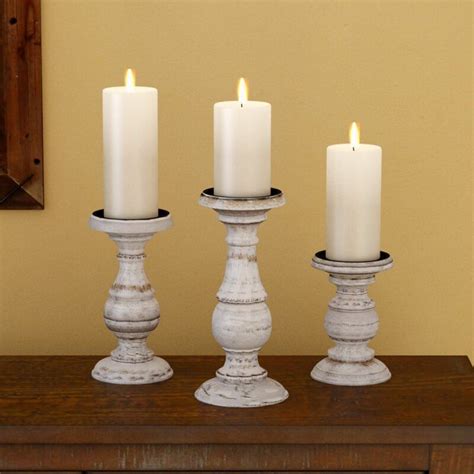 3 Piece Wood Candlestick Set In 2020 Wood Candle Sticks Wooden