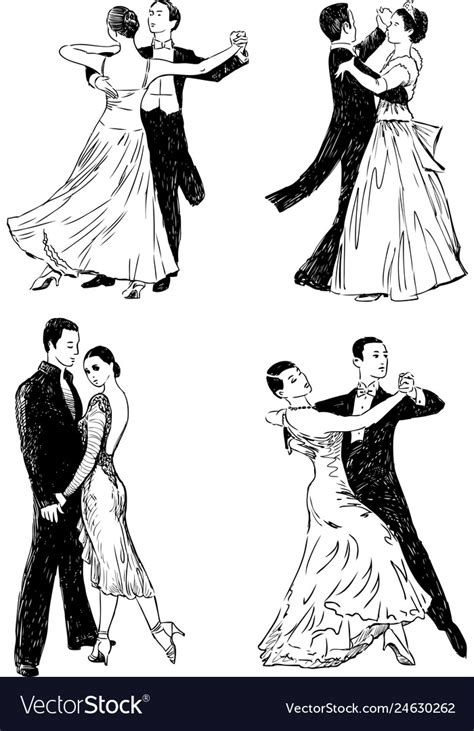Sketches Of Couples Dancing Ballroom Dances Vector Image