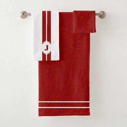 Shop rustic towels, southwestern bath towels & more. Red and White Monogram Stripe Bath Towel Set | Zazzle.com ...