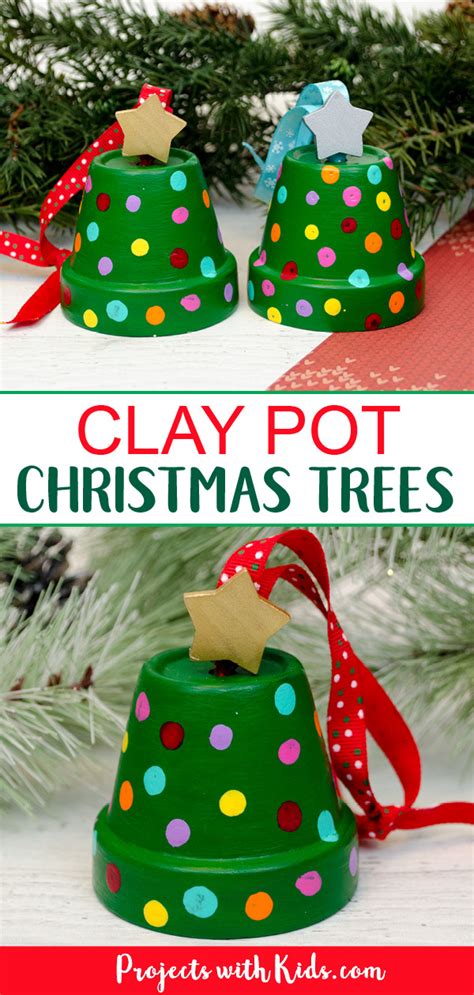 How To Make Adorable Clay Pot Christmas Tree Ornaments Projects With Kids