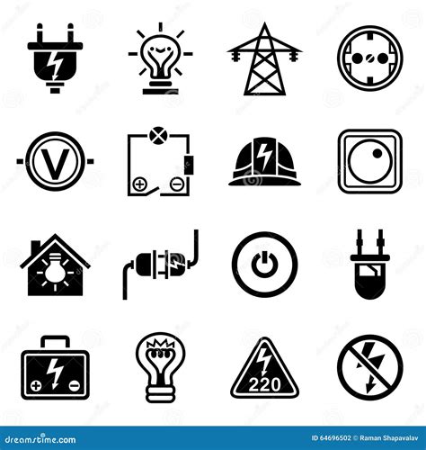 Electricity Icon Vector Set Charging Illustration Sign Collection