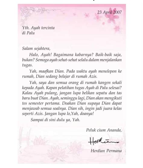 Surat pribadi yang isinya bersifat kekeluargaan, misalnya surat perkenalan, surat antarkerabat, surat kepada teman, surat kepada orang tua dan sebagainya. Contoh Surat Pribadi Singkat Untuk Sahabat Dalam Bahasa ...