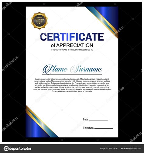 Creative Certificate Of Appreciation Award Template Stock Vector Image