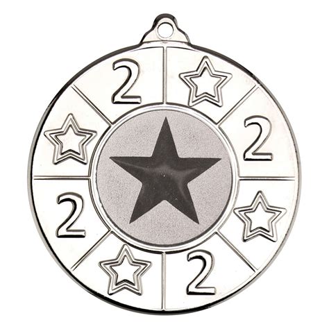 50mm Silver Number Two Star Medal M93 Awards Trophies