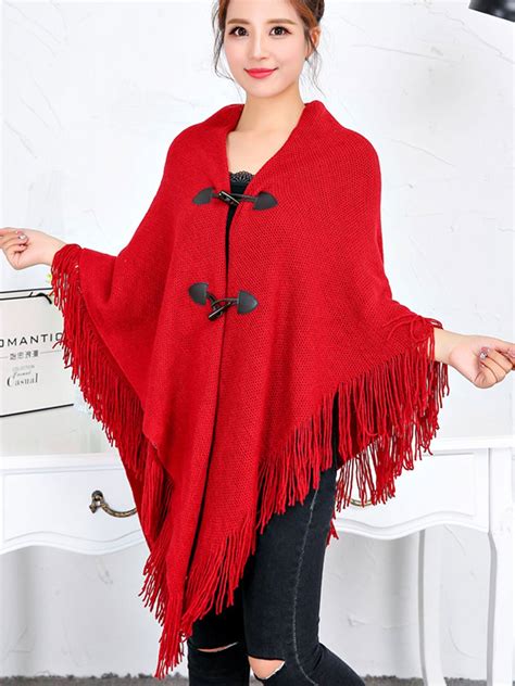 Lelinta Ponchos For Women Knitted Pullover Sweater Poncho Shawl Autumn