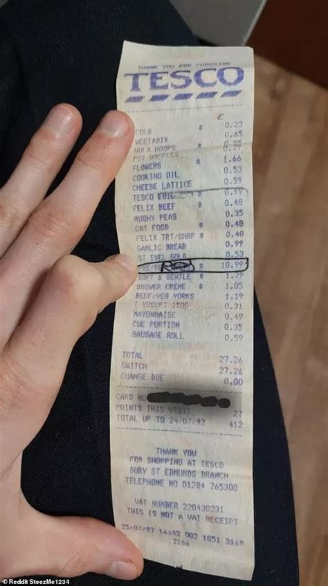 Man Unearths Tesco Receipt From 1997 And Savvy Shoppers Calculate