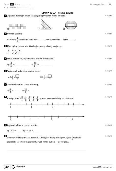 Sprawdzian Z Matematyki Klasa Mnozenie I Dzielenie Matematyki Klasa Sexiz Pix