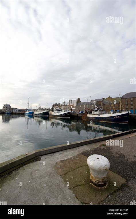 Fishing Boats Moored At The Port Of Peterhead Aberdeenshire Scotland