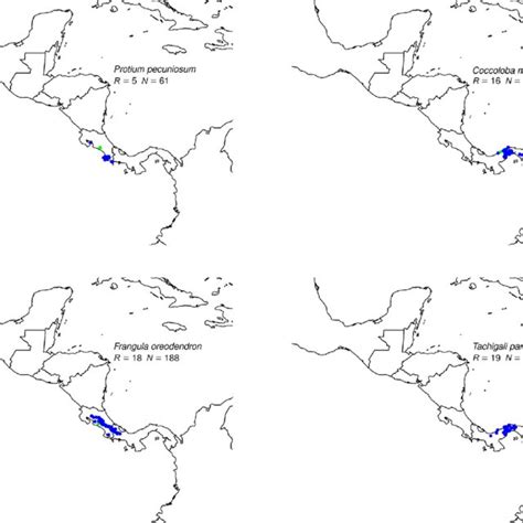 Distribution Maps Of Four Species With Ranges