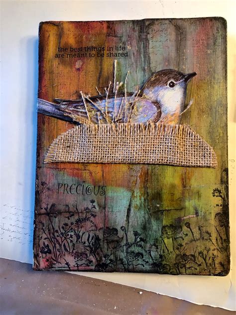 Altered Journal Cover Bird In Nest Journal Covers Bird Art