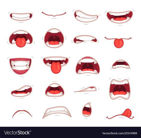 Cartoon Mouths Facial Expression Surprised Mouth Vector Image