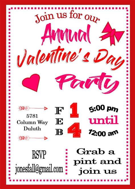 Annual Valentines Day Party Invitations Valentine Party Invitations