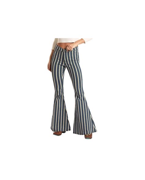 Rock And Roll Cowgirl® Ladies Hi Rise Striped Bell Bottom Fort Brands