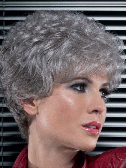 Natural Curly Short Synthetic Grey Wigs Silver Grey Wig